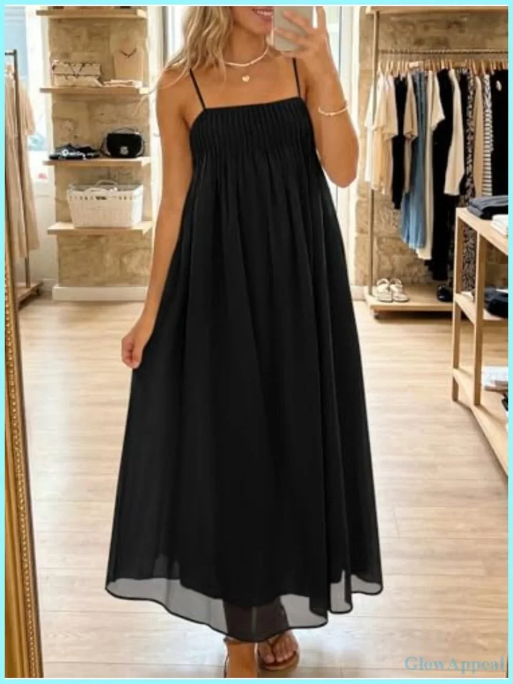 Boho Maxi Dress with Pockets Spaghetti Straps Chiffon Summer Sundress Beach